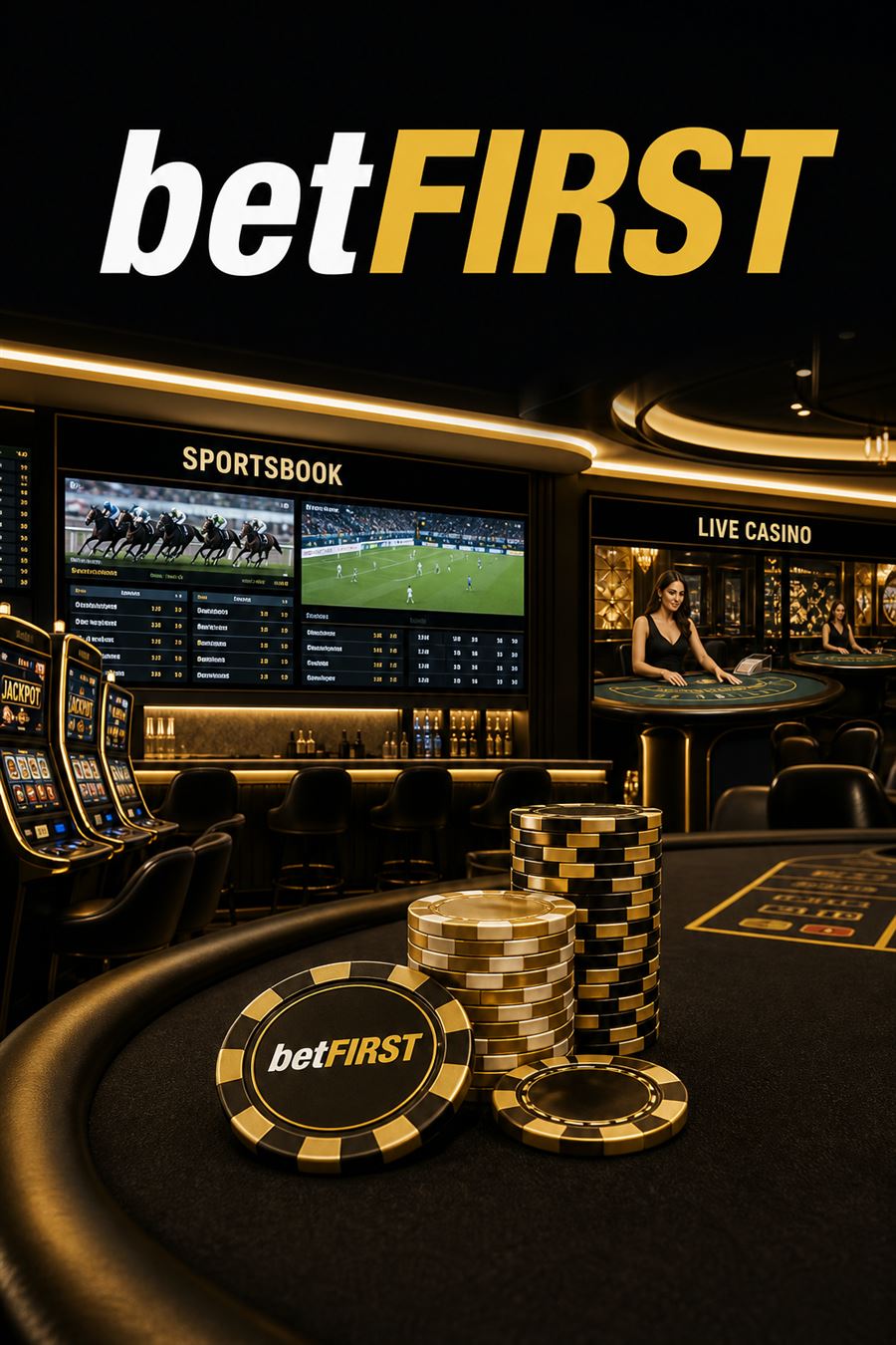betFIRST sports odds and gold-rail lobby